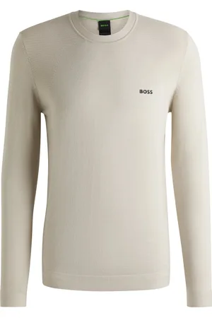 HUGO BOSS Maglione regular fit in misto cotone con logo stampato