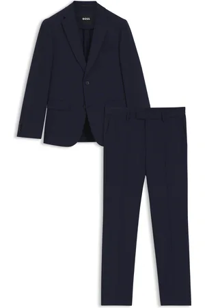 HUGO BOSS Abito slim fit in lana elasticizzata antipiega a quadri