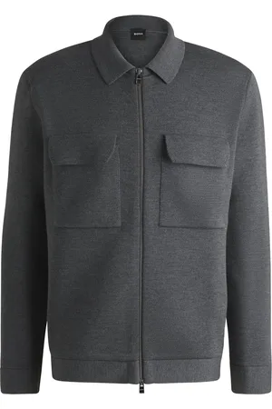 HUGO BOSS Cardigan regular fit in lana vergine con zip