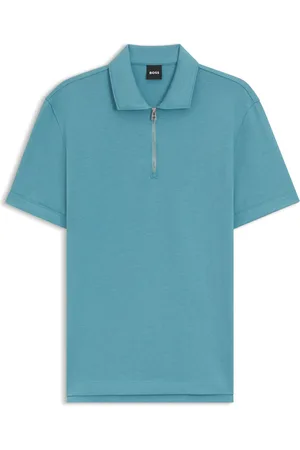 HUGO BOSS Polo con colletto con zip e trama piqué