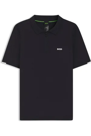 HUGO BOSS Maglione stile polo in cotone con colletto con zip