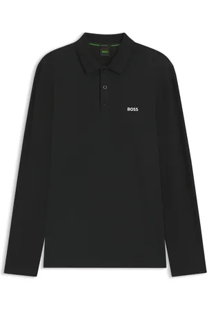 HUGO BOSS Polo a maniche lunghe in piqué di cotone