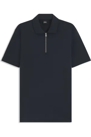 HUGO BOSS Polo con colletto con zip e trama piqué