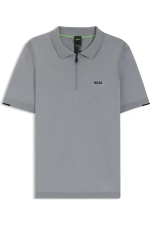 HUGO BOSS Maglione stile polo in cotone con colletto con zip