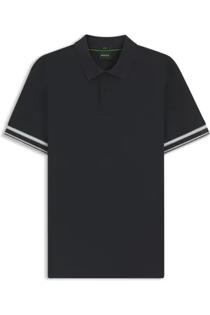 HUGO BOSS Polo slim fit in cotone con fondo manica a righe