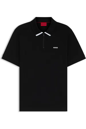 HUGO BOSS Polo in piqué di cotone con logo a contrasto