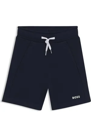 HUGO BOSS Bermuda per bambini in pile di misto cotone con logo stampato