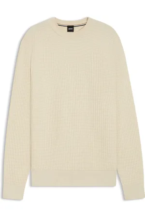 HUGO BOSS Maglione in cotone con lavorazioni miste