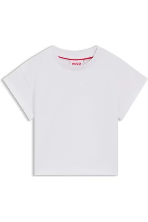 HUGO BOSS T-shirt corta per bambini in cotone con logo iridescente