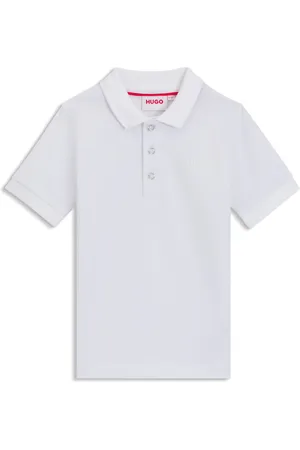 HUGO BOSS Polo per bambini in cotone elasticizzato con logo stampato