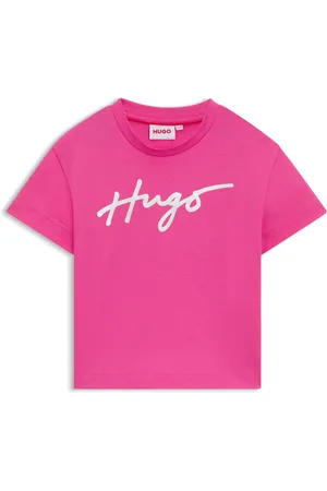 HUGO BOSS T-shirt corta per bambini in cotone con logo iridescente
