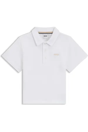 HUGO BOSS Polo per bambini in piqué di cotone con logo ricamato