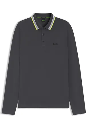 HUGO BOSS Polo a maniche lunghe in piqué di cotone