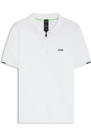 HUGO BOSS Maglione stile polo in cotone con colletto con zip