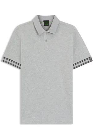 HUGO BOSS Polo slim fit in cotone con fondo manica a righe