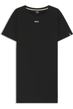 HUGO BOSS Camicia da notte in cotone elasticizzato con dettagli brandizzati
