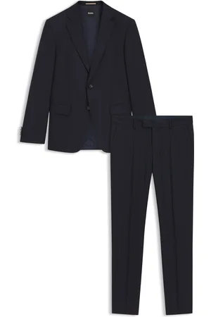 HUGO BOSS Abito slim fit in lana vergine a righe