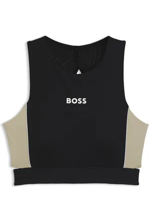 HUGO BOSS Top sportivo in tessuto intrecciato elasticizzato con dettagli cut-out