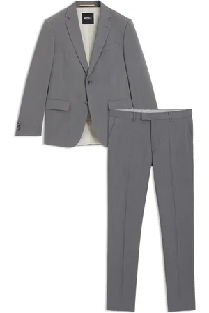 HUGO BOSS Abito slim fit in tessuto elasticizzato con micromotivo