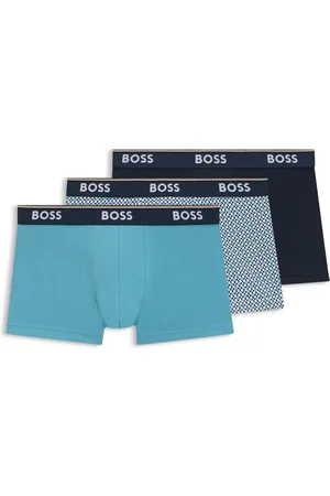 HUGO BOSS Boxer corti in cotone elasticizzato con elastico in vita con logo in confezione da tre