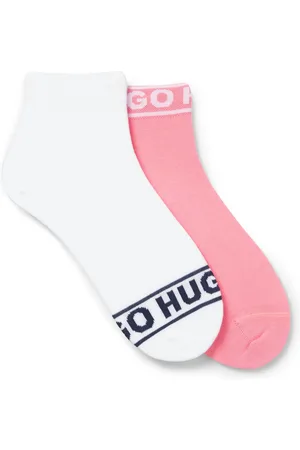 HUGO BOSS Calze a tre quarti con logo sui bordi in confezione da due