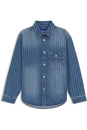 HUGO BOSS Camicia oversize in denim a righe