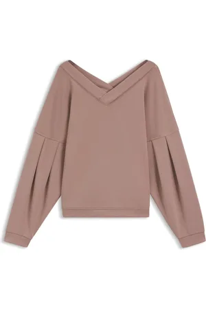 HUGO BOSS Felpa con scollo a V e maniche a palloncino