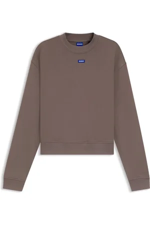 HUGO BOSS Felpa in terry di cotone con targhetta con logo