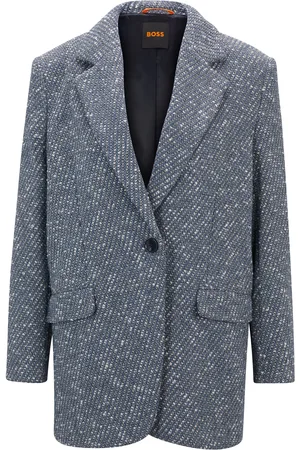 HUGO BOSS Giacca a un bottone in tweed effetto denim