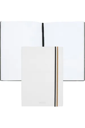 HUGO BOSS White A5 faux-leather notebook and ballpoint pen set