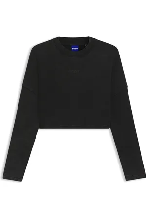 HUGO BOSS Felpa corta in cotone con logo stampato