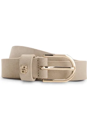 HUGO BOSS Cintura in pelle scamosciata con monogramma Double B