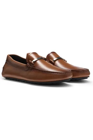 HUGO BOSS Mocassini penny in pelle con dettagli in metallo brandizzati
