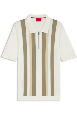 HUGO BOSS Maglione stile polo in maglia con colletto con zip e righe verticali