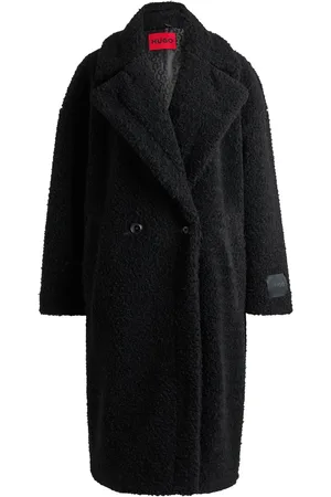 HUGO BOSS Cappotto doppiopetto oversize in pelliccia sintetica