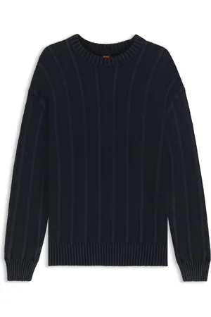 HUGO BOSS Maglione in cotone con lavorazione a coste e a grana di riso