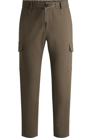 HUGO BOSS Pantaloni cargo con fit affusolato in cotone elasticizzato a trama doppia