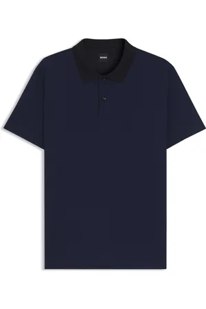 HUGO BOSS Polo in cotone mercerizzato con jacquard geometrico