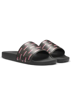 HUGO BOSS Sandali slider realizzati in Italia con tomaia con logo spezzato