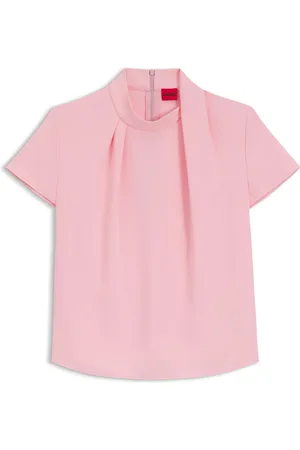 HUGO BOSS Maglia in crêpe con scollatura a lupetto drappeggiato