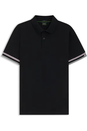 HUGO BOSS Polo slim fit in cotone con fondo manica a righe
