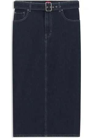 HUGO BOSS Gonna midi in denim con cintura con fibbia