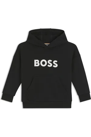 HUGO BOSS Felpa con cappuccio per bambini in misto cotone con logo a contrasto