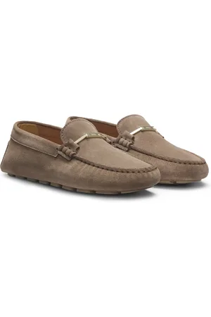 HUGO BOSS Mocassini in pelle scamosciata con suola driver