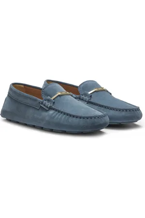 HUGO BOSS Mocassini in pelle scamosciata con suola driver