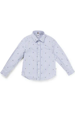 HUGO BOSS Camicia per bambini regular fit in cotone con monogrammi Double B