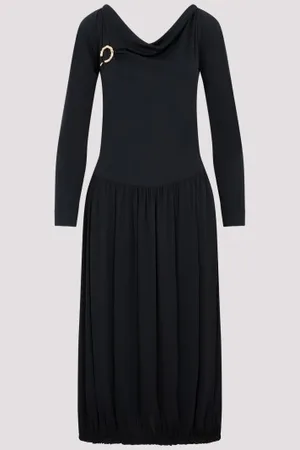 Lanvin Ls Drape Midi Dress