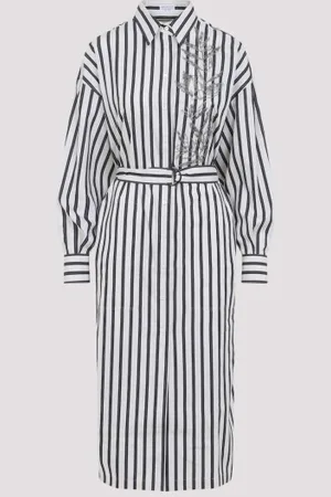 Brunello Cucinelli Striped Midi Dress M