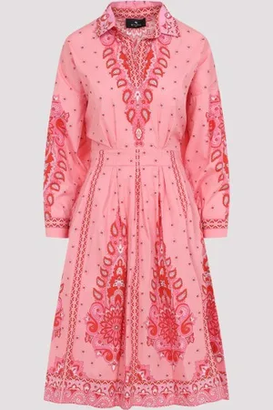 Etro Chemisier Pink Cotton Midi Dress