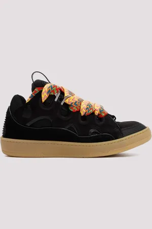 Lanvin Suede Leather Curb Sneakers 1